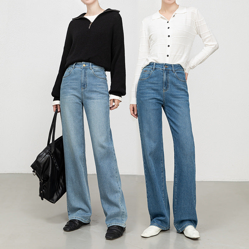 Women's Casual Denim Wide-leg Floor-length Pants